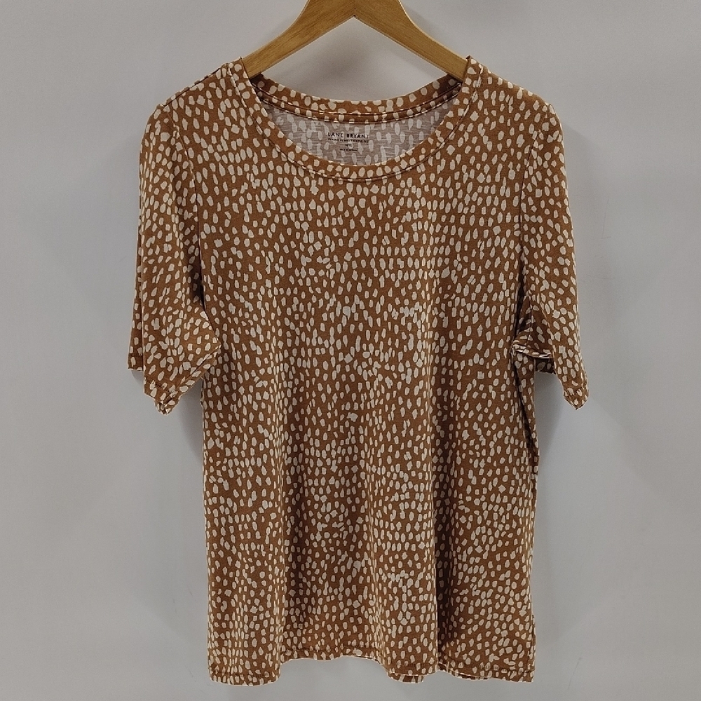 Lane Bryant Classic Perfect Sleeve Tee Size 14 16 Tan Brown And White Dots